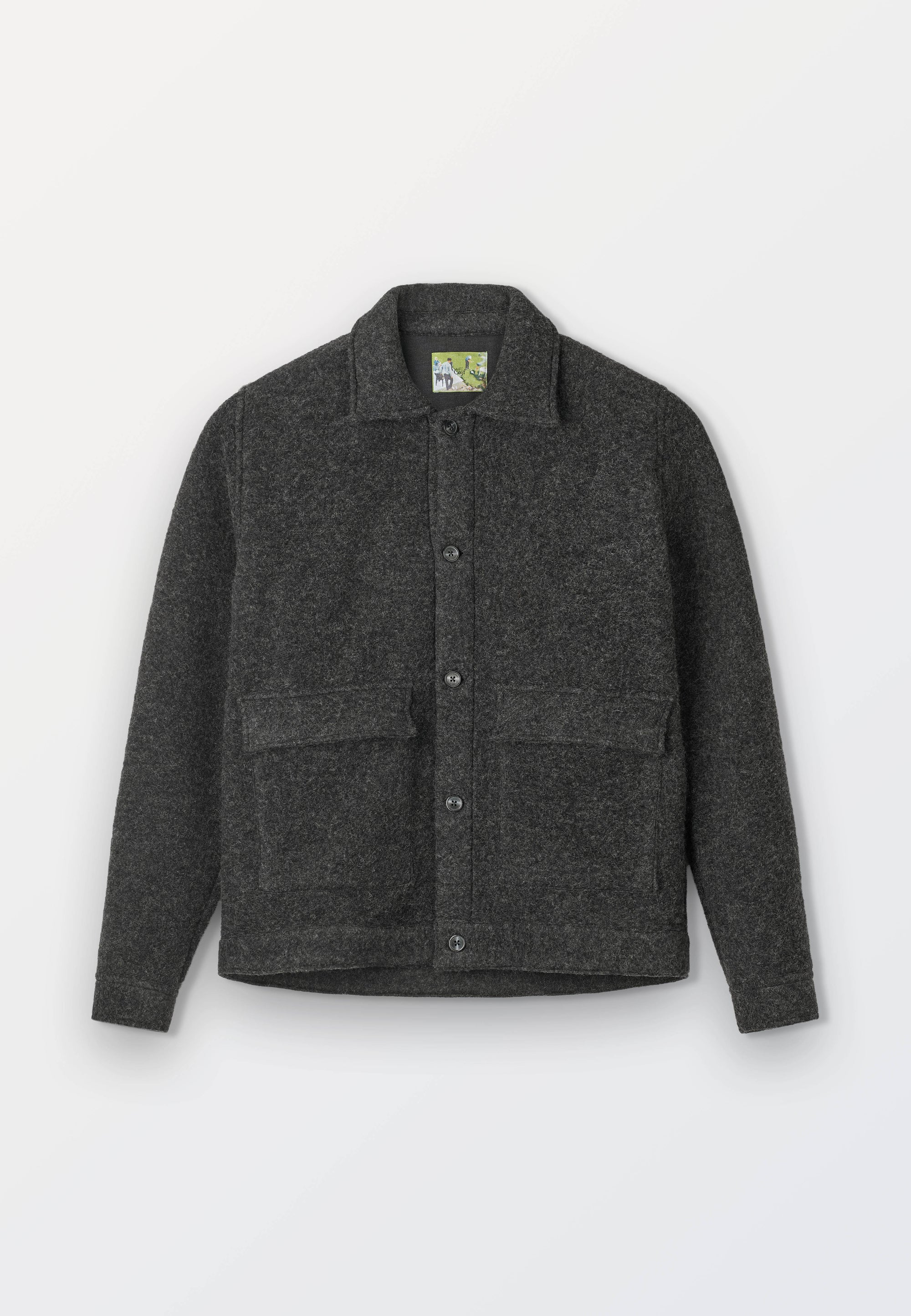 Boiled Wool Overshirt - Black