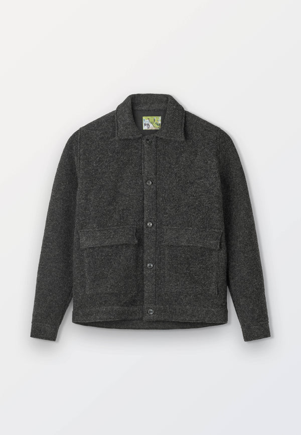 Boiled Wool Overshirt - Black