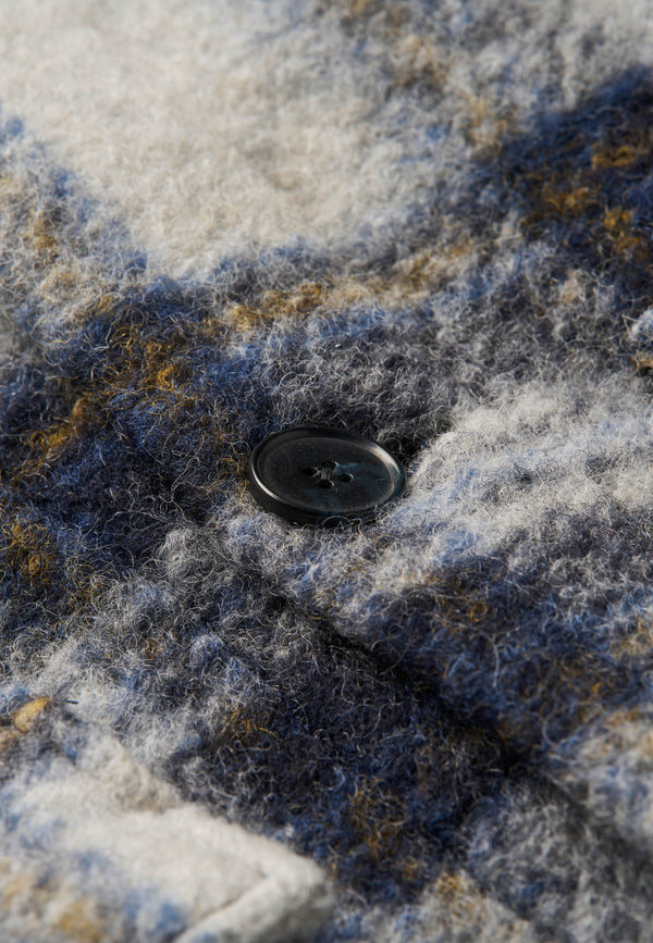 Boiled Wool Overshirt - Blue Check