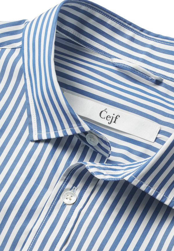 Cejf Embroidery Poplin - Blue Stripe