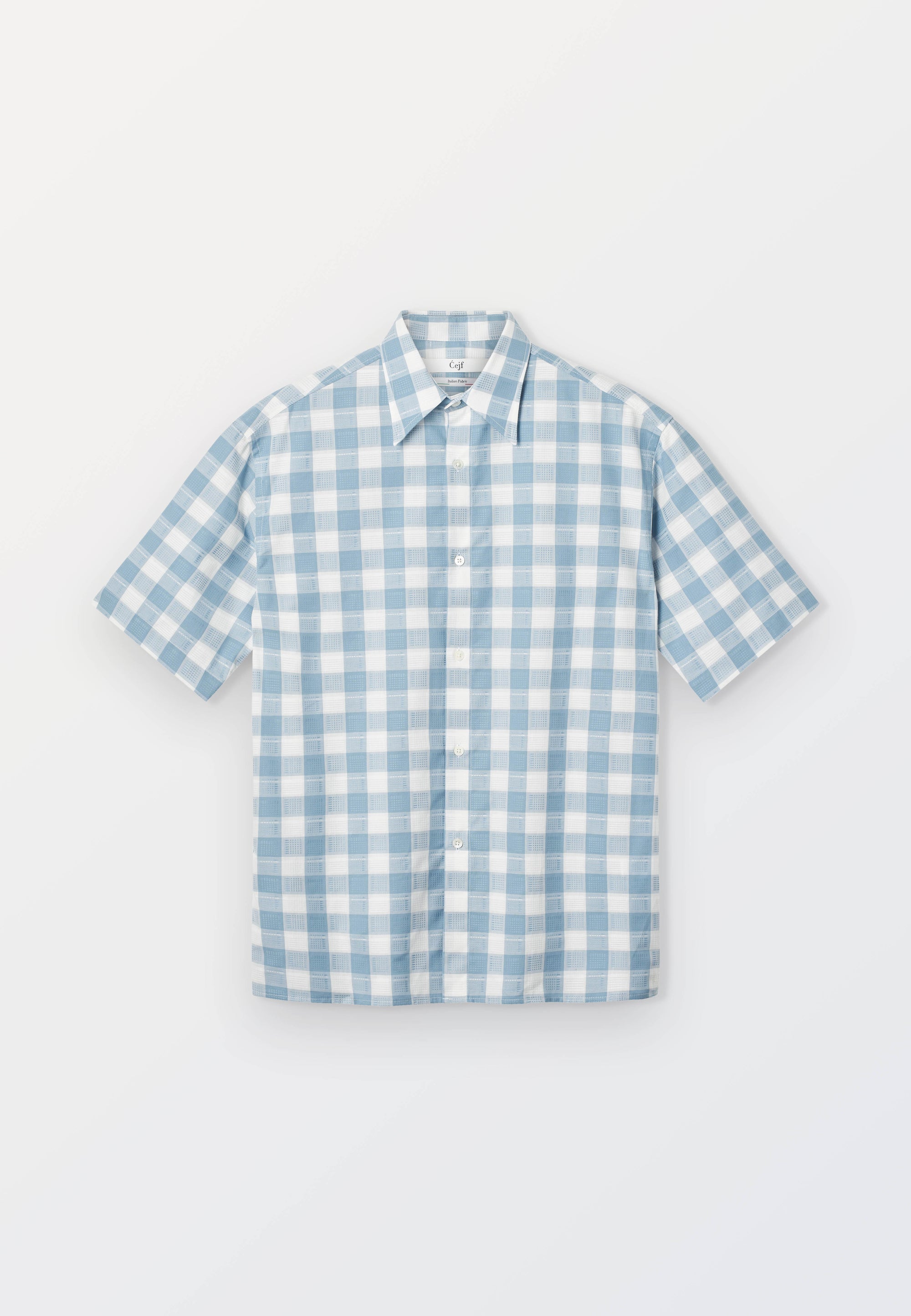 Cejf Oversize SS Mens Shirt - Light Blue Check