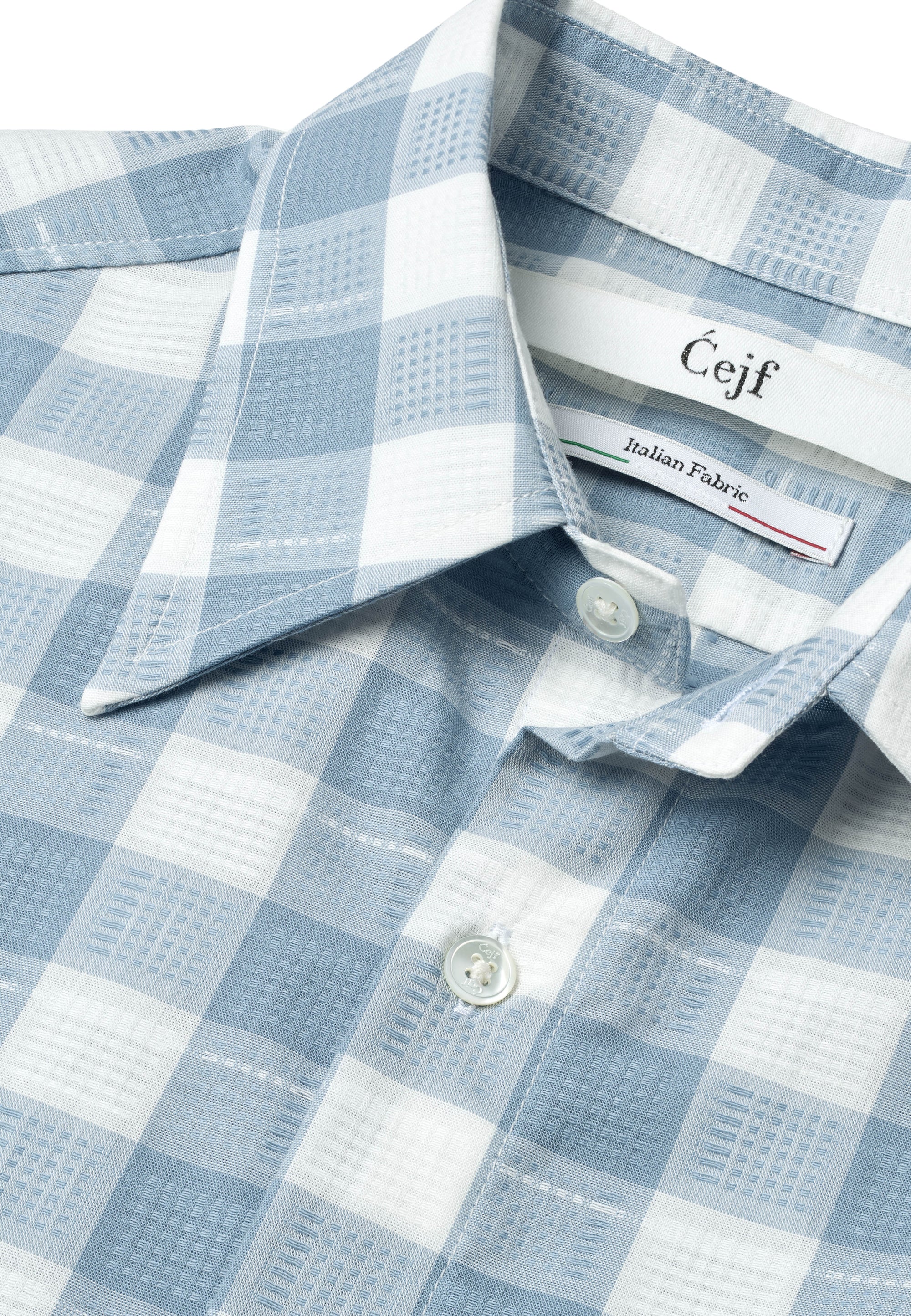 Cejf Oversize SS Mens Shirt - Light Blue Check
