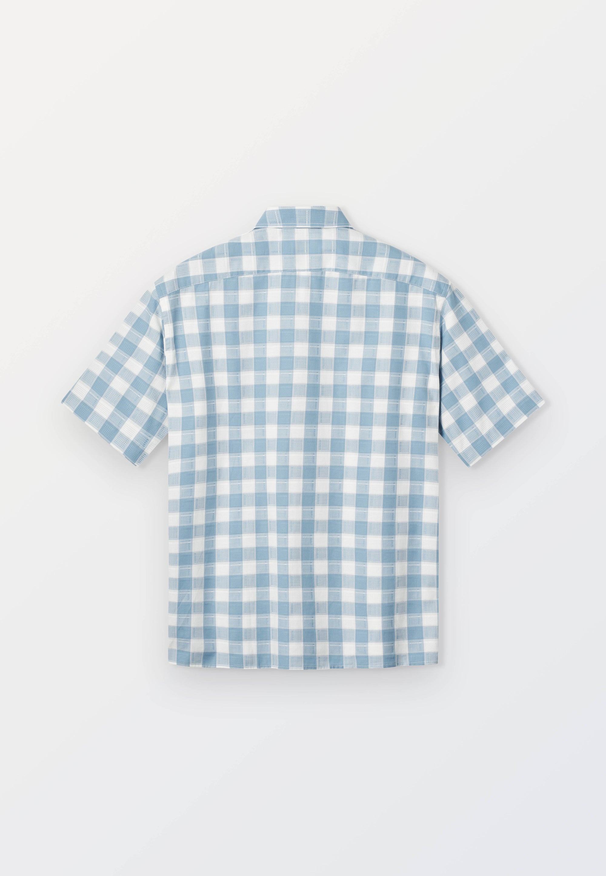 Cejf Oversize SS Mens Shirt - Light Blue Check