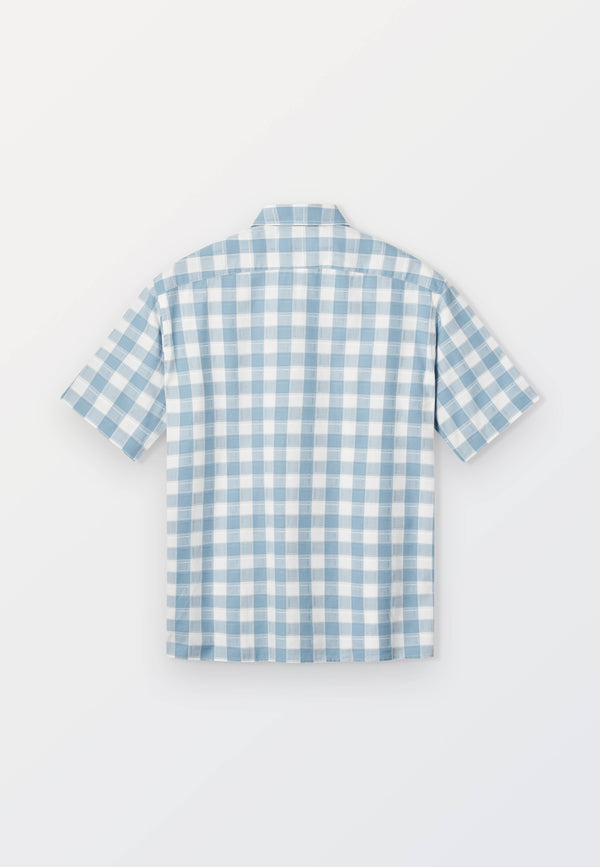 Cejf Oversize SS Mens Shirt - Light Blue Check