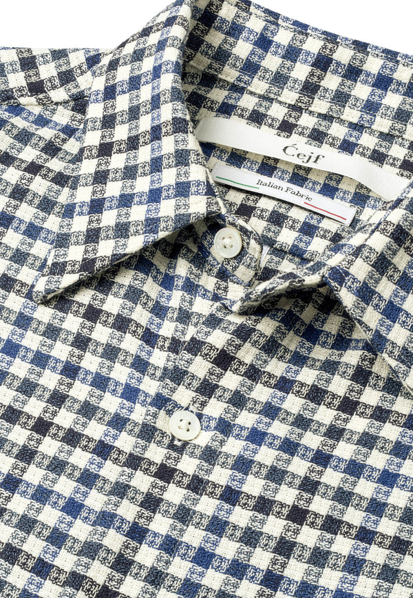 Cejf Oversize SS Mens Shirt - Jacquard Check