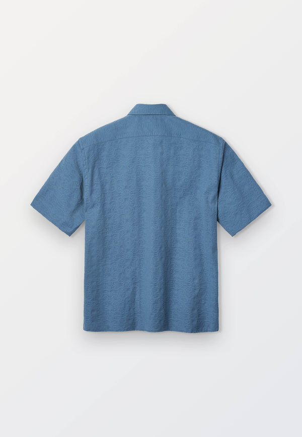 Cejf Oversize SS Mens Shirt - Blue Jacquard