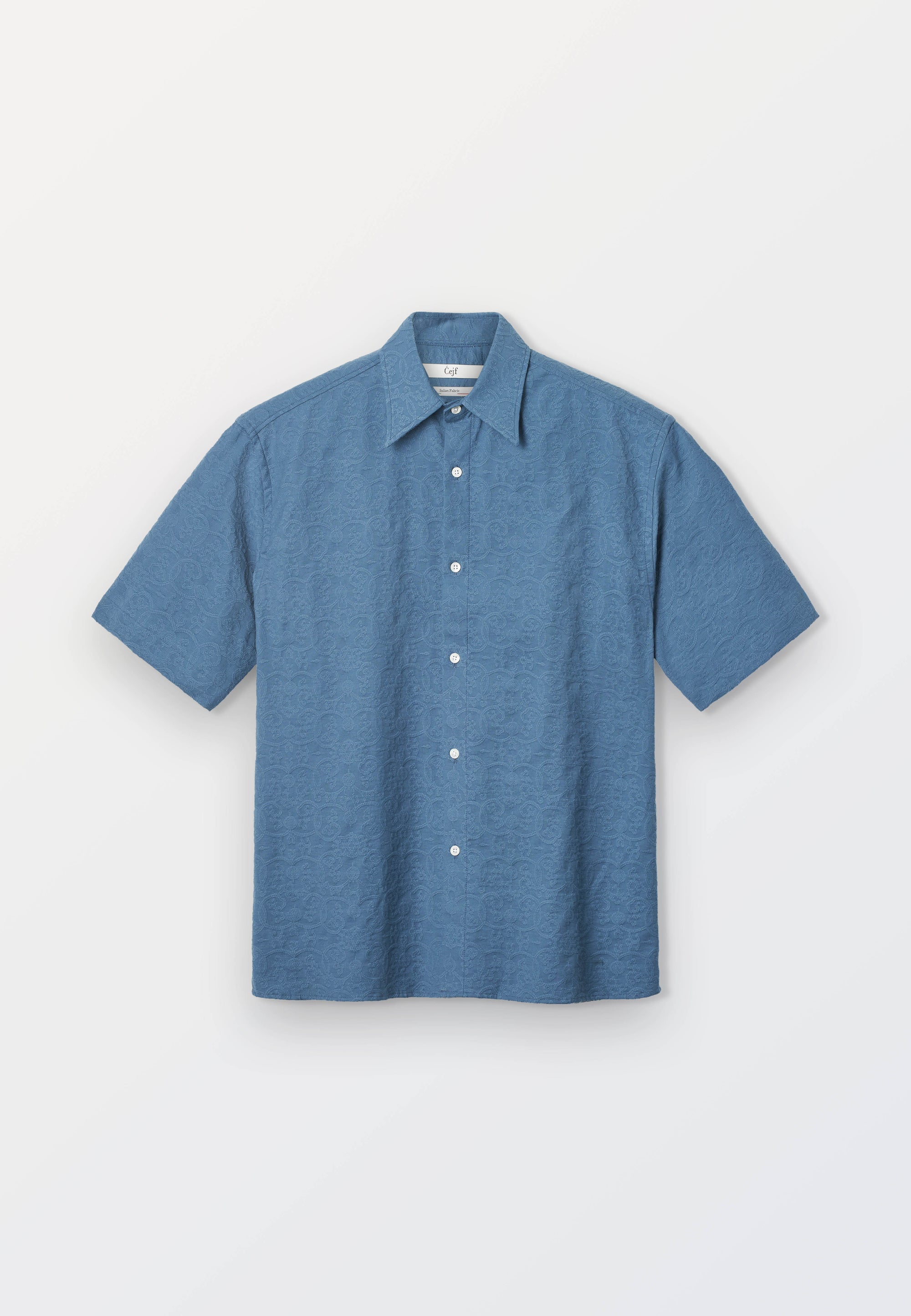 Cejf Oversize SS Mens Shirt - Blue Jacquard