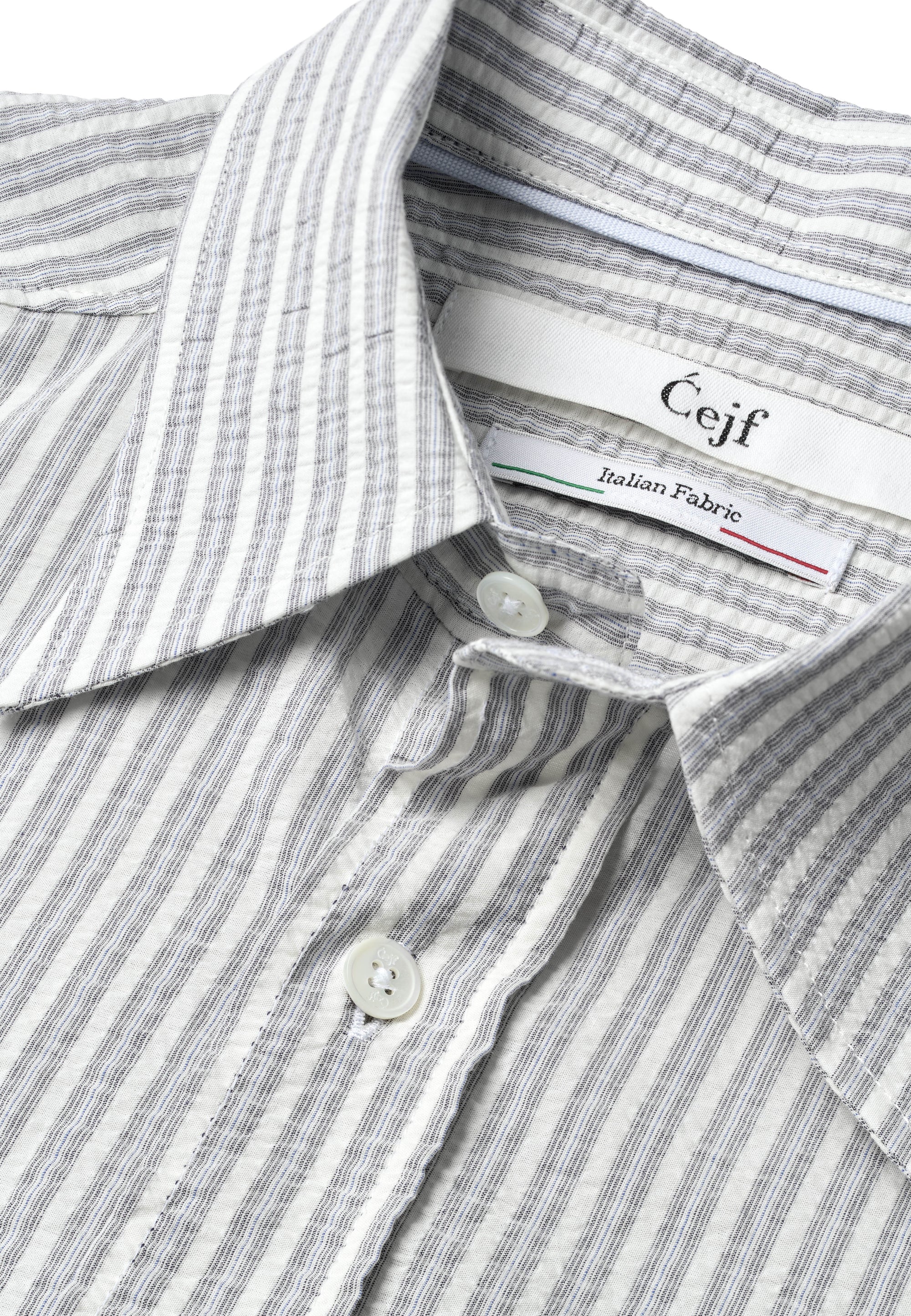 Cejf Seersucker Shirt - Navy Stripe