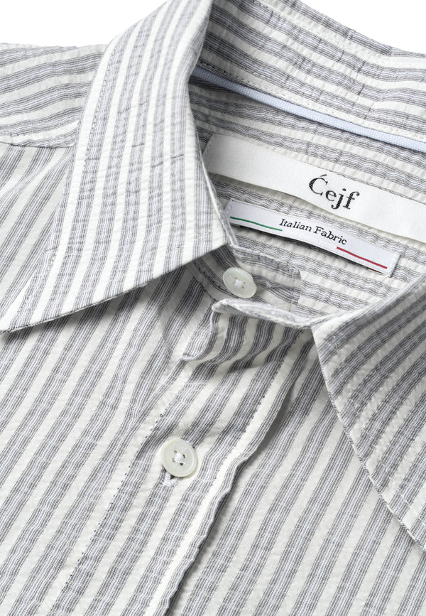 Cejf Seersucker Shirt - Navy Stripe