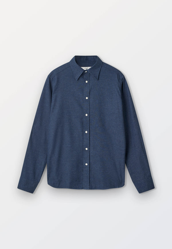 Classic Men's Cotton Melange Shirt – Navy