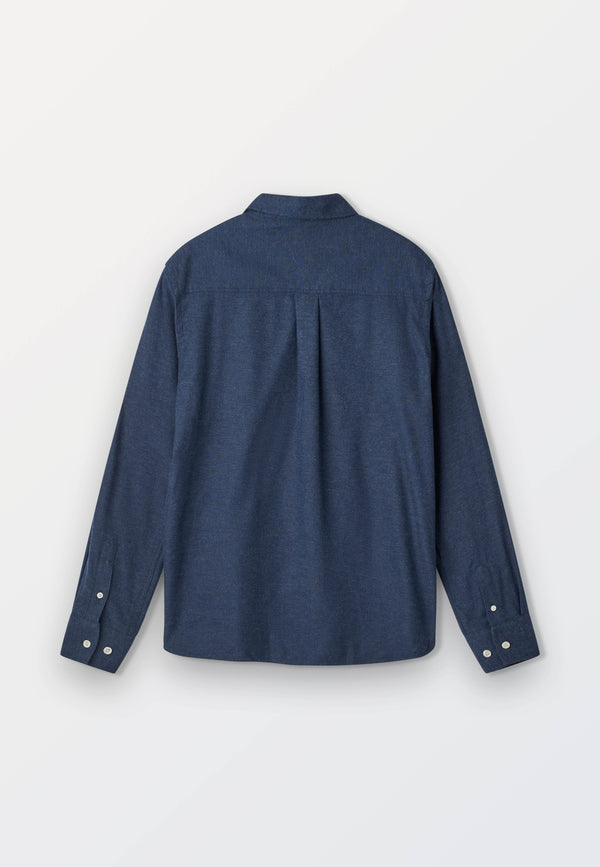 Classic Men's Cotton Melange Shirt – Navy