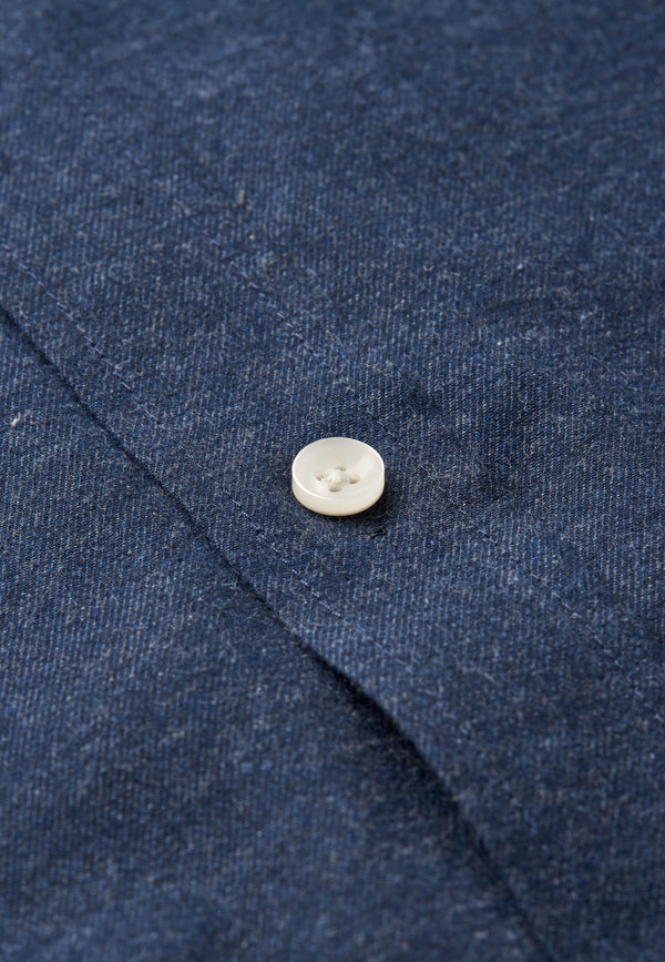 Classic Men's Cotton Melange Shirt – Navy
