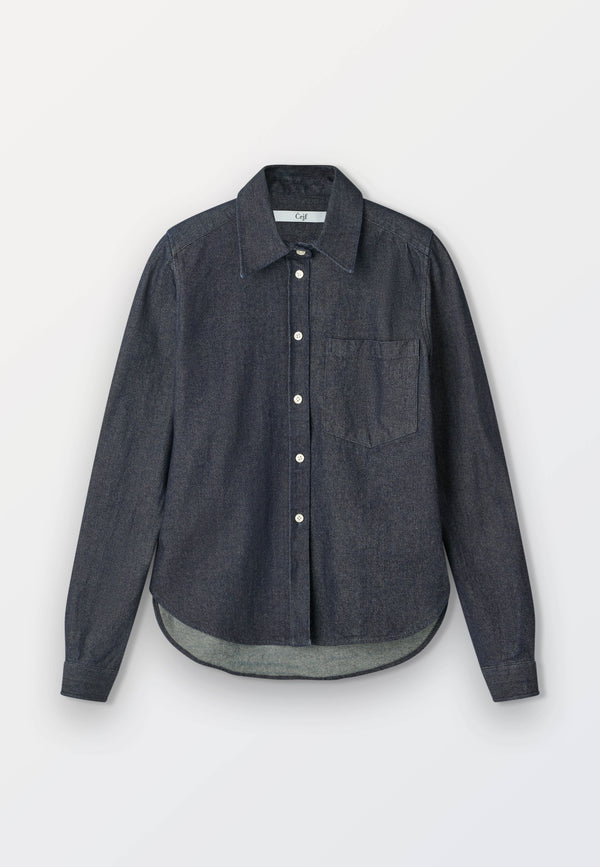 Classic Women’s Denim Shirt in 100% Cotton – Dark