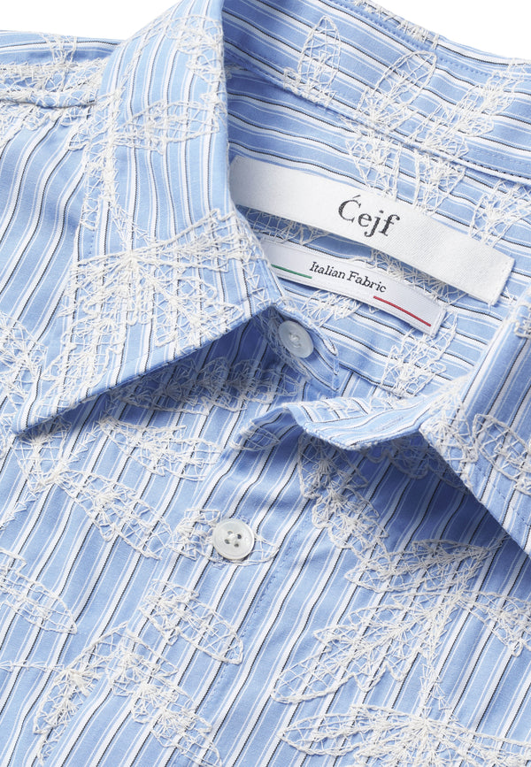 Favig Short Sleeve Shirt - Flower Embroidery