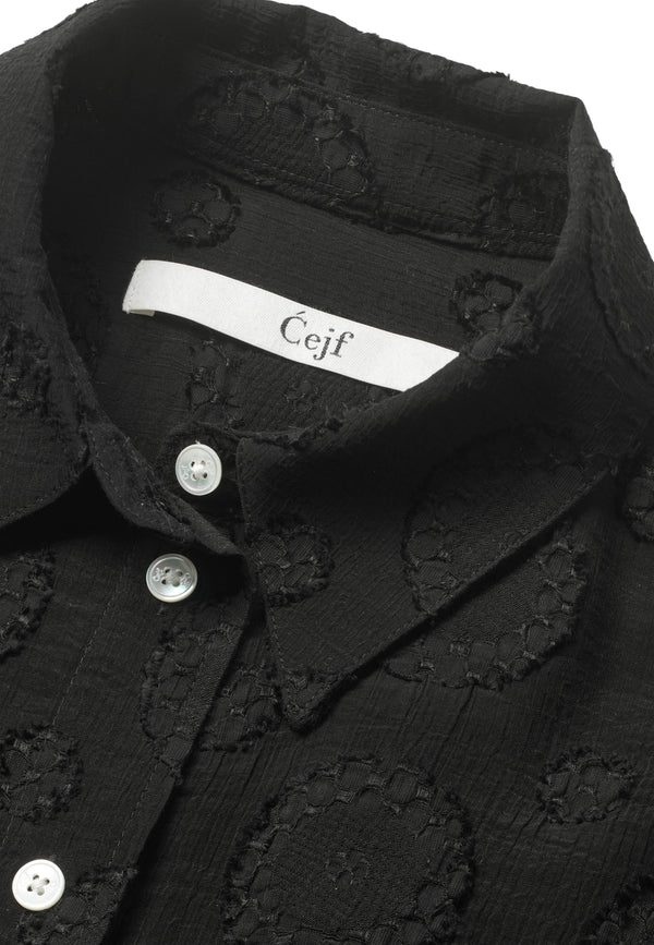 Ladies Black Circle Cropped Shirt