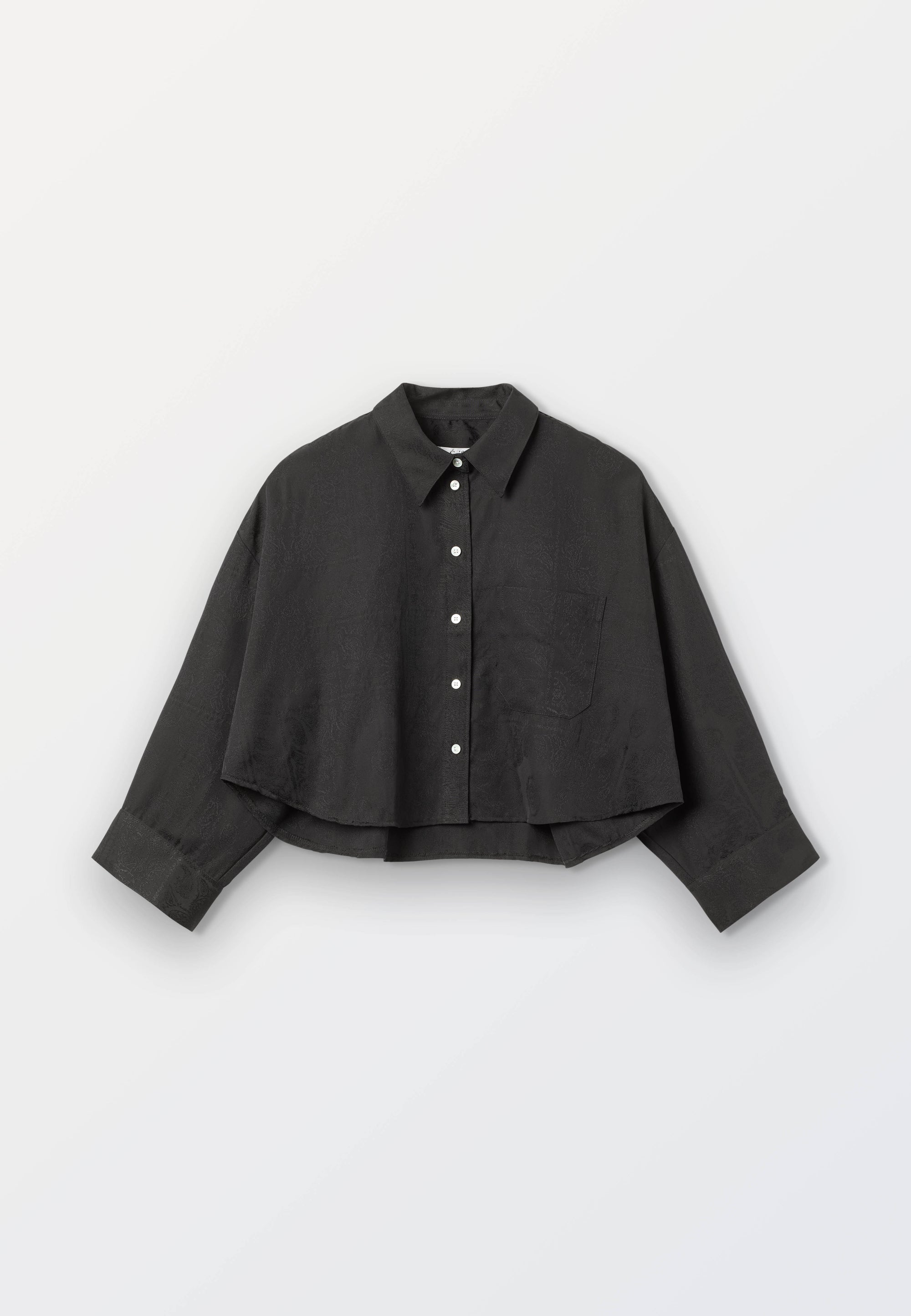 Ladies Black Jacquard Cropped Shirt