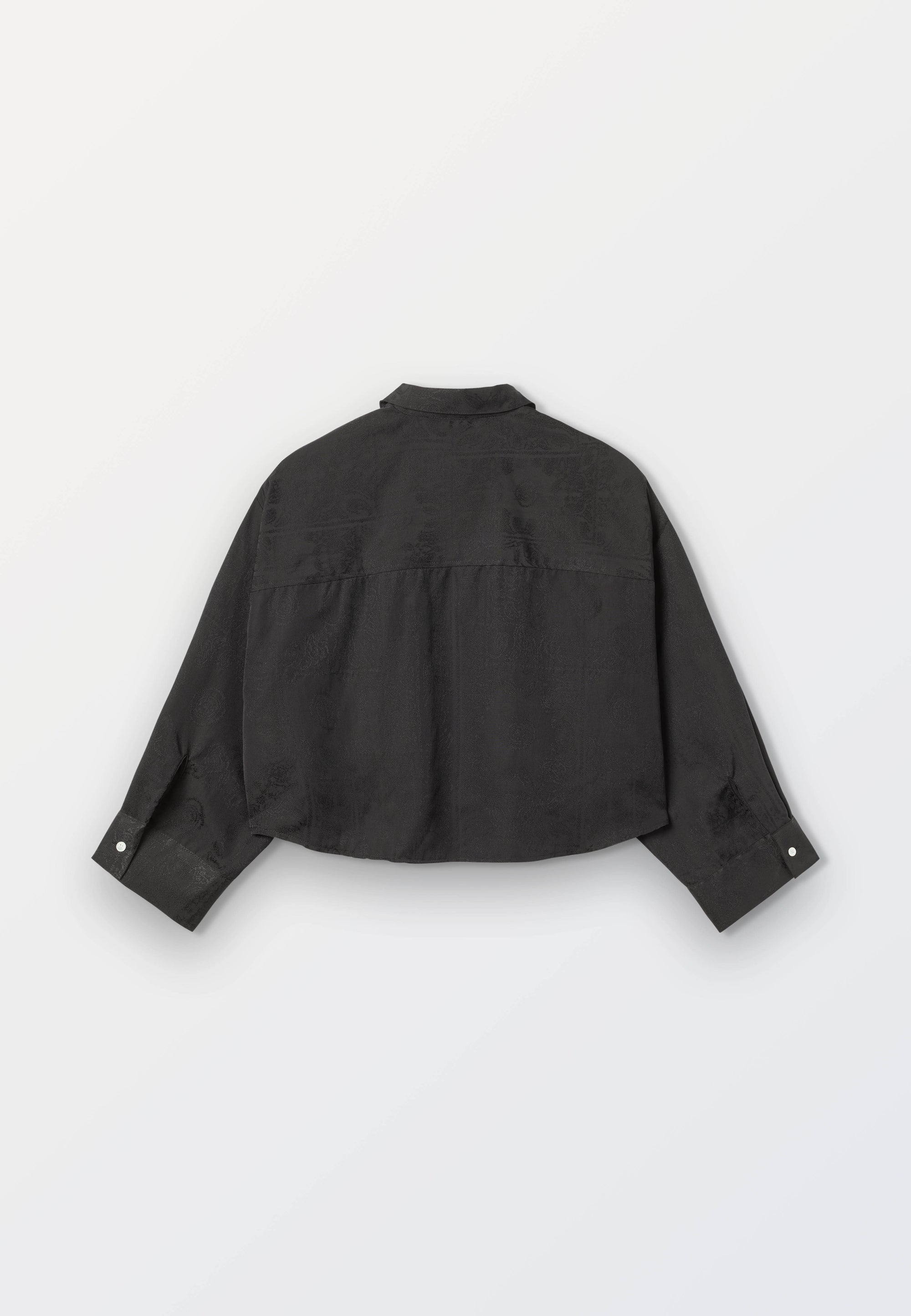 Ladies Black Jacquard Cropped Shirt
