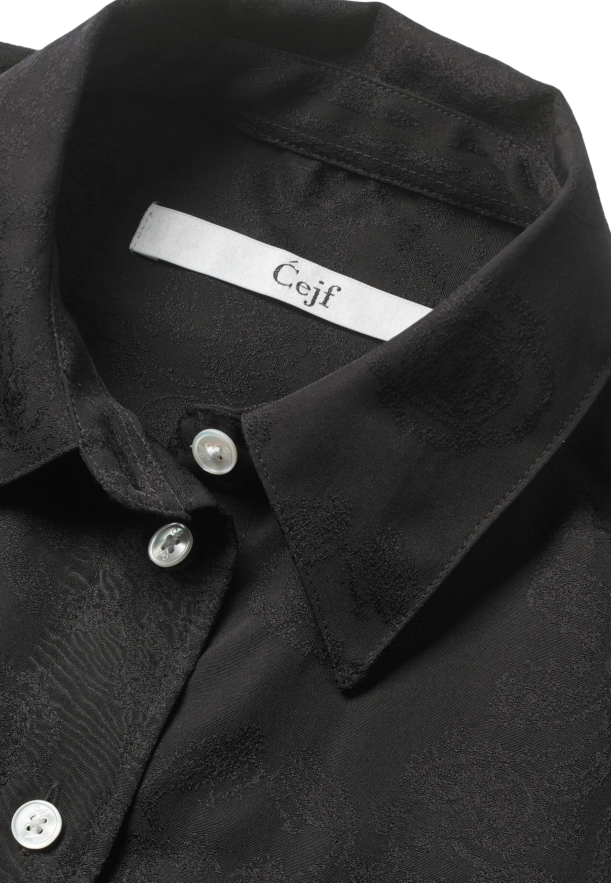 Ladies Black Jacquard Cropped Shirt