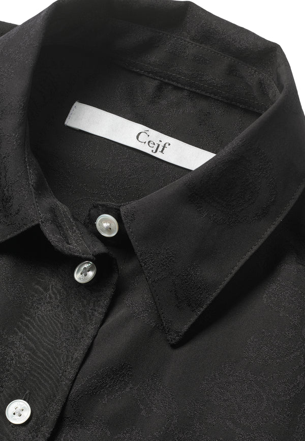 Ladies Black Jacquard Cropped Shirt