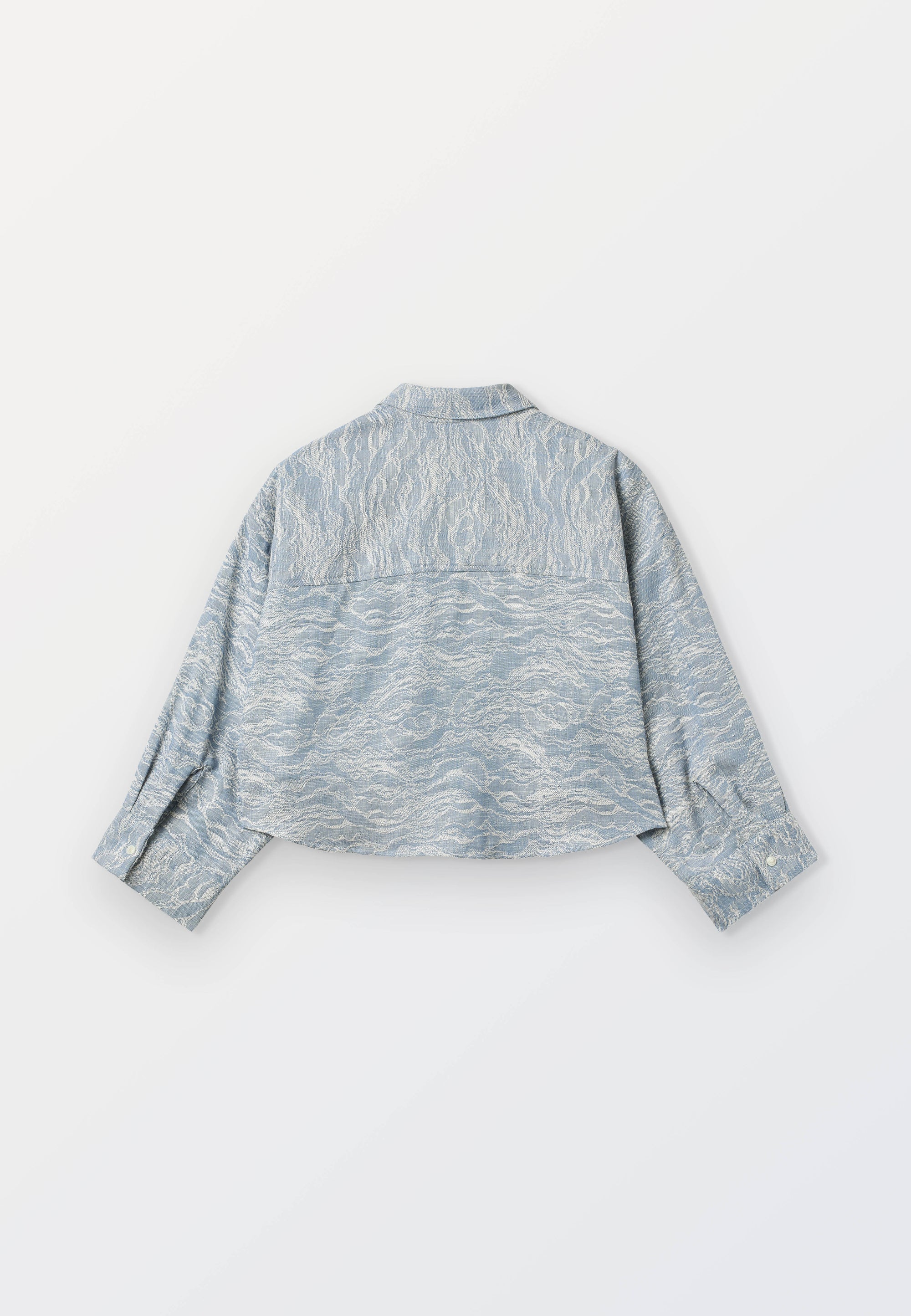 Ladies Blue/White Jacquard Cropped Shirt