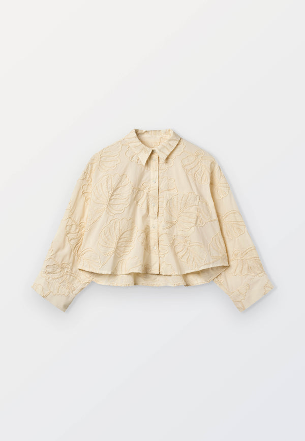 Ladies Embroidered Flower Cropped Shirt