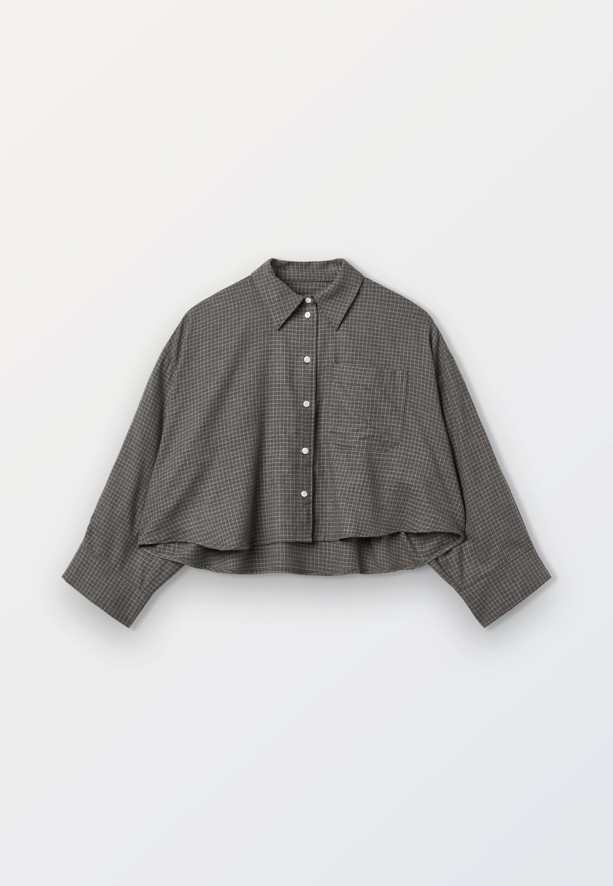 Ladies Grey Check Cropped Shirt