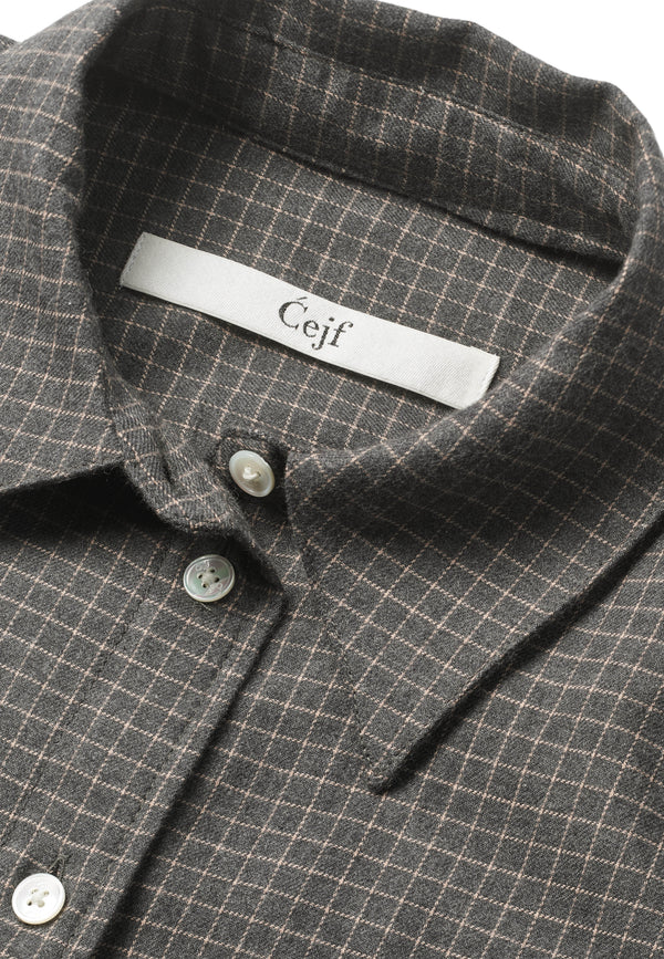 Ladies Grey Check Cropped Shirt