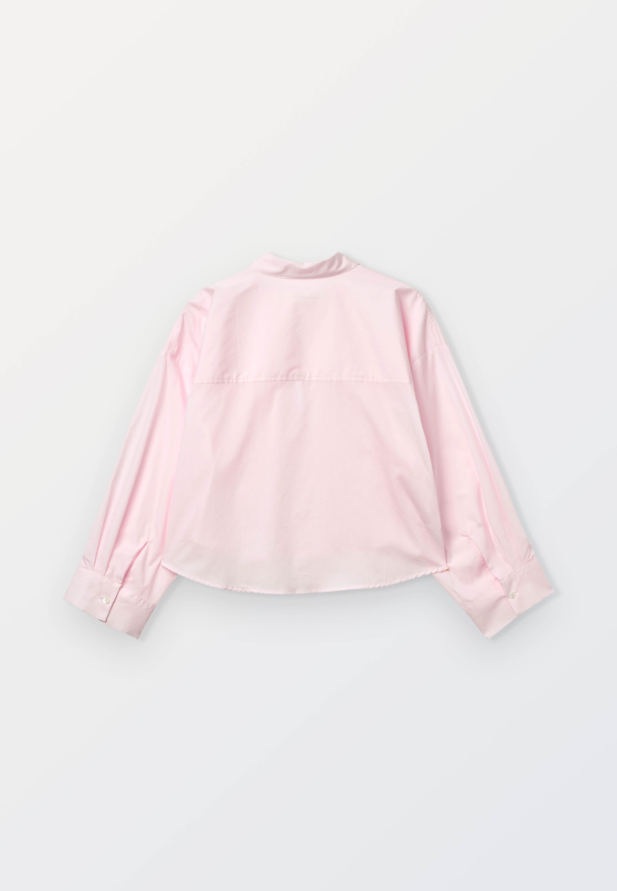 Ladies Pink Poplin Cropped Shirt