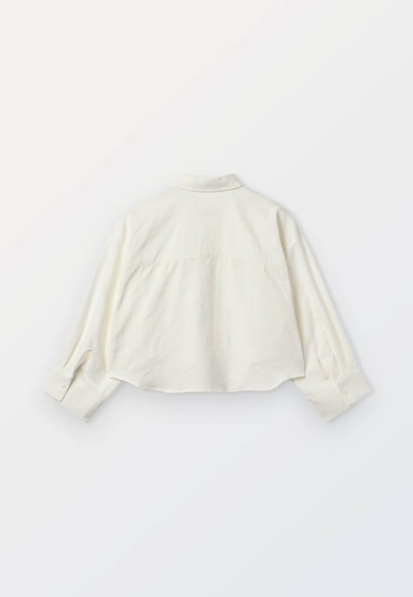 Ladies white jacquard Cropped Shirt