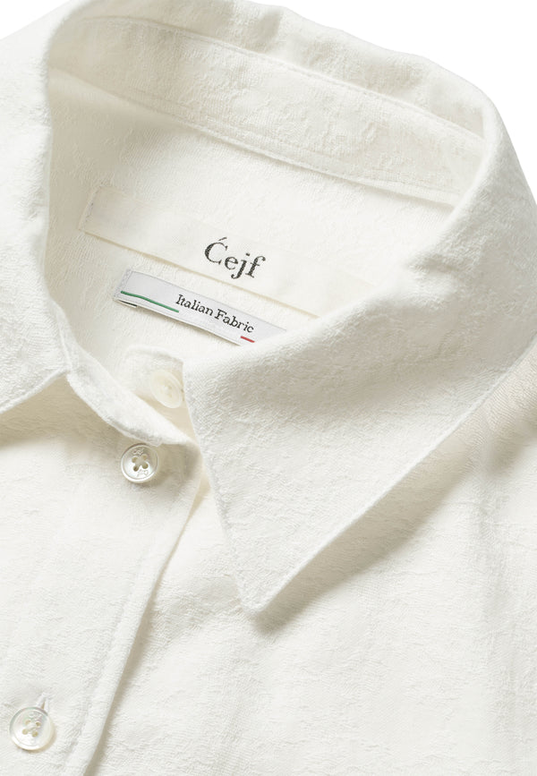 Ladies white jacquard Cropped Shirt