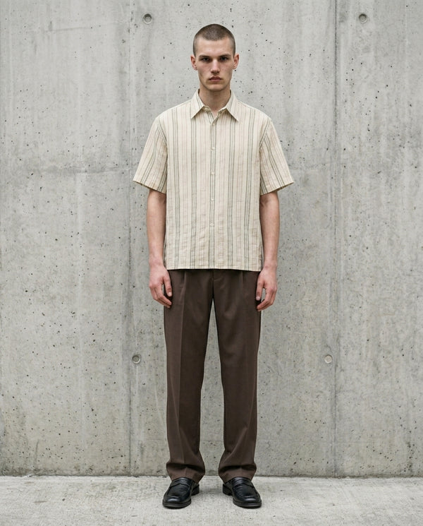 Cejf Oversize SS Mens Shirt - Mouline Stripe