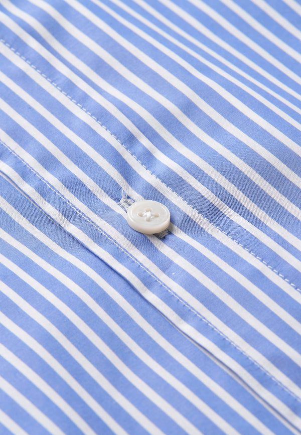 Men’s Classic Regular Shirt in 70_1 Cotton Poplin – Blue Stripe