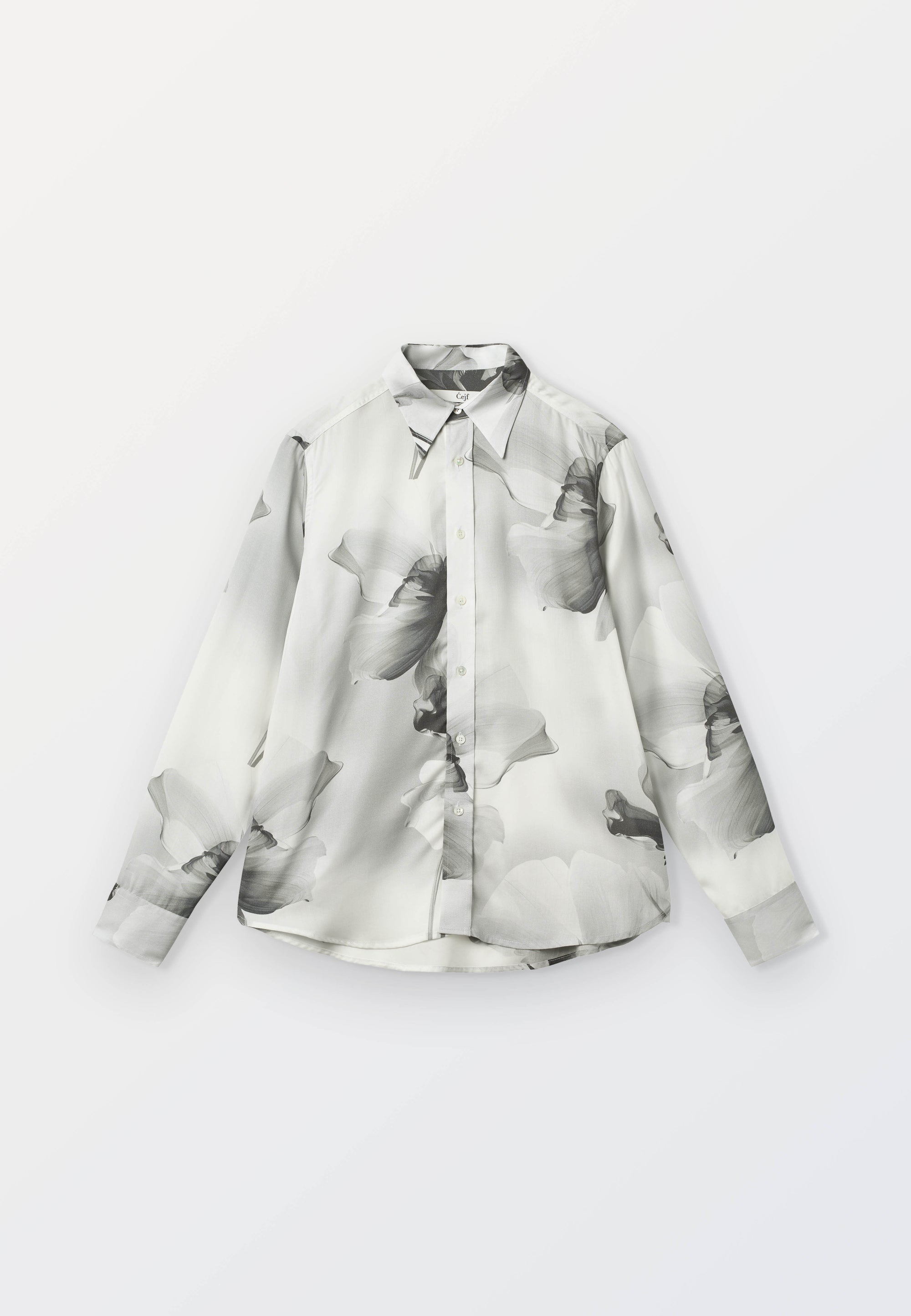 Mens Long Sleeve Grey Flower Shirt