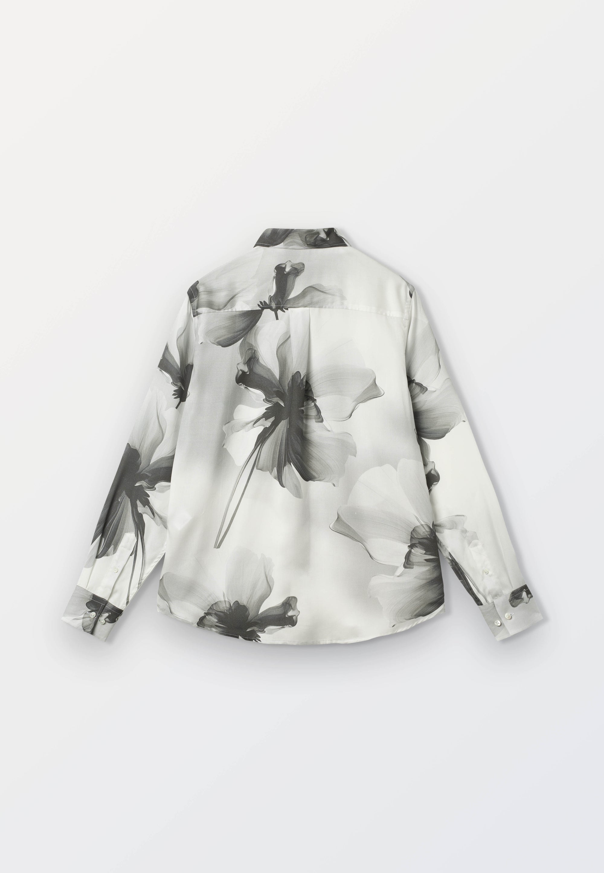Mens Long Sleeve Grey Flower Shirt