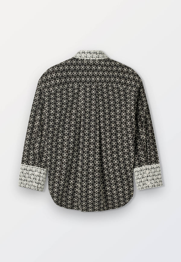 Oversized Embroidered Women’s Shirt - Black_White