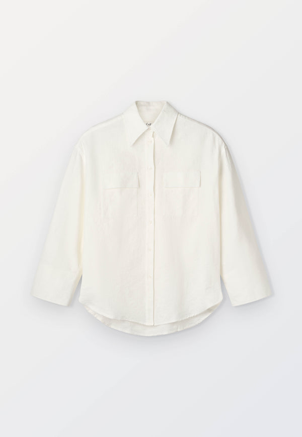 Oversized Women’s Jacquard Shirt – White