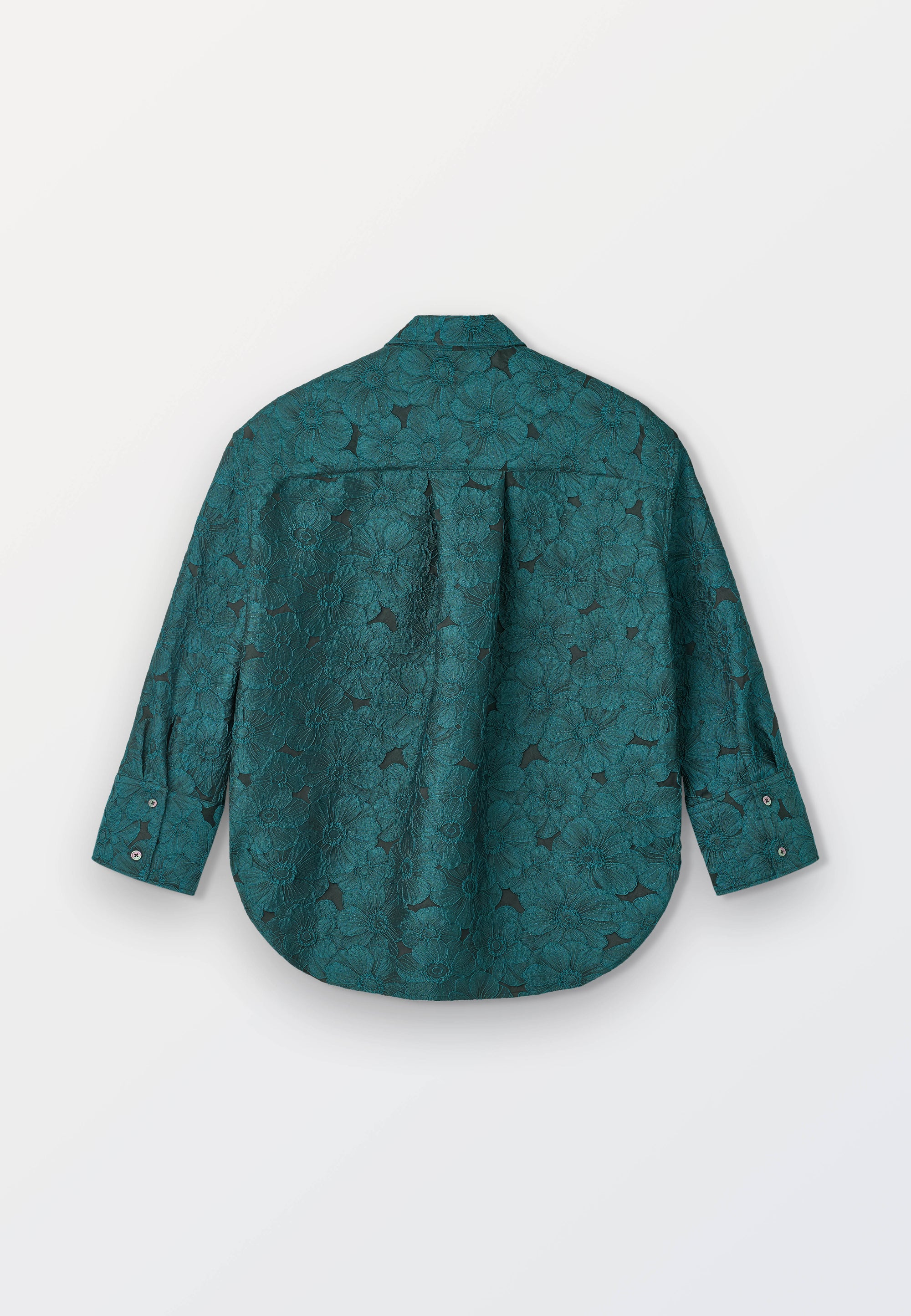 Oversized Women’s Jacquard Shirt  – Green Flower