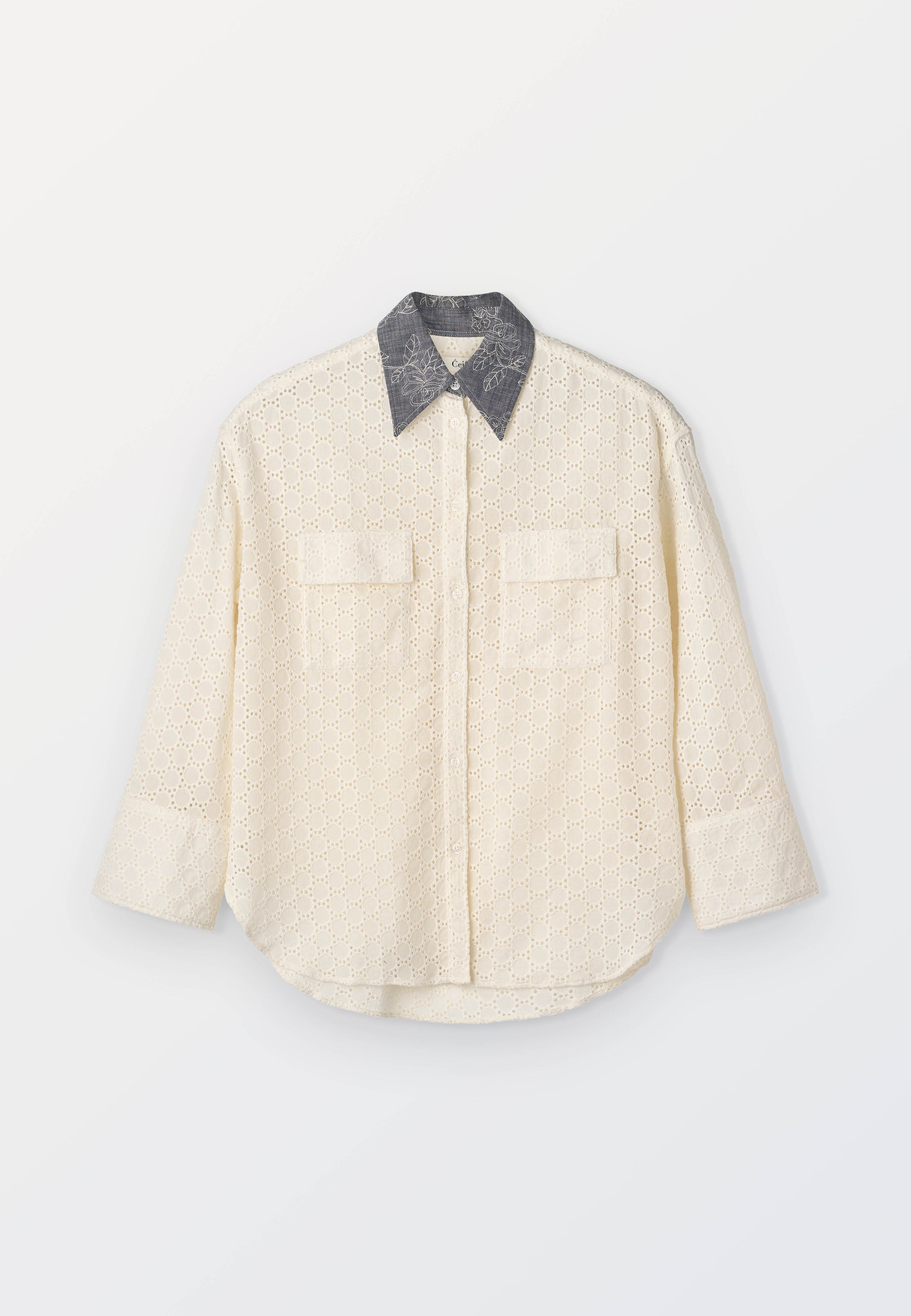 Oversized Women’s Shirt Anglaise – Cream White