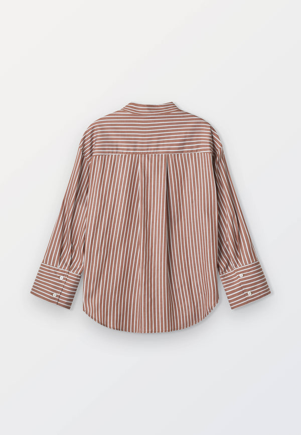Oversized Women’s Shirt in 100% lyocell  – Brown Stripe