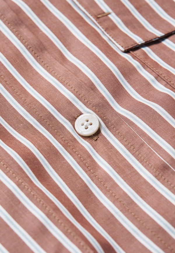 Oversized Women’s Shirt in 100% lyocell  – Brown Stripe