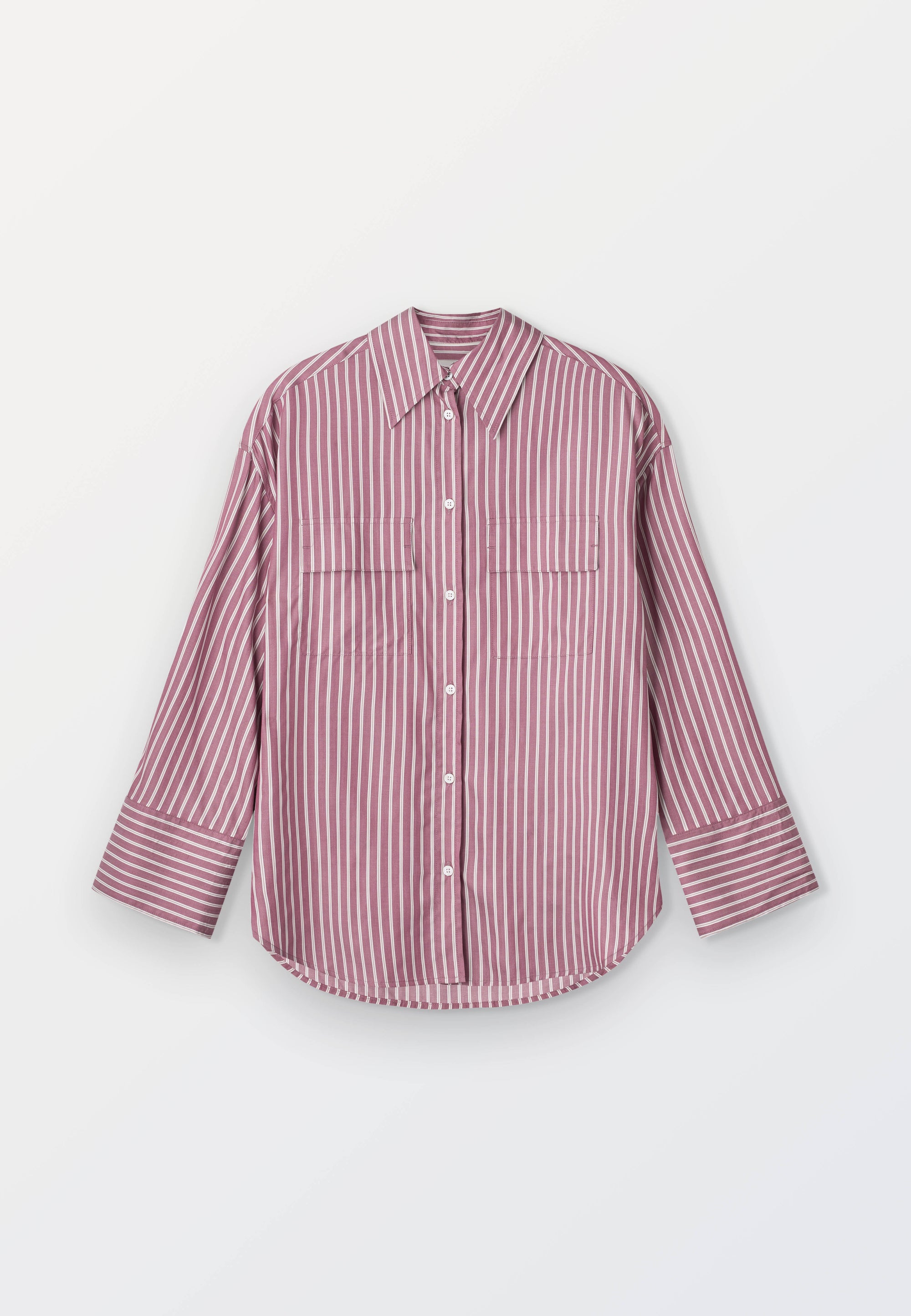 Oversized Women’s Shirt in 100% lyocell  – Purple Stripe