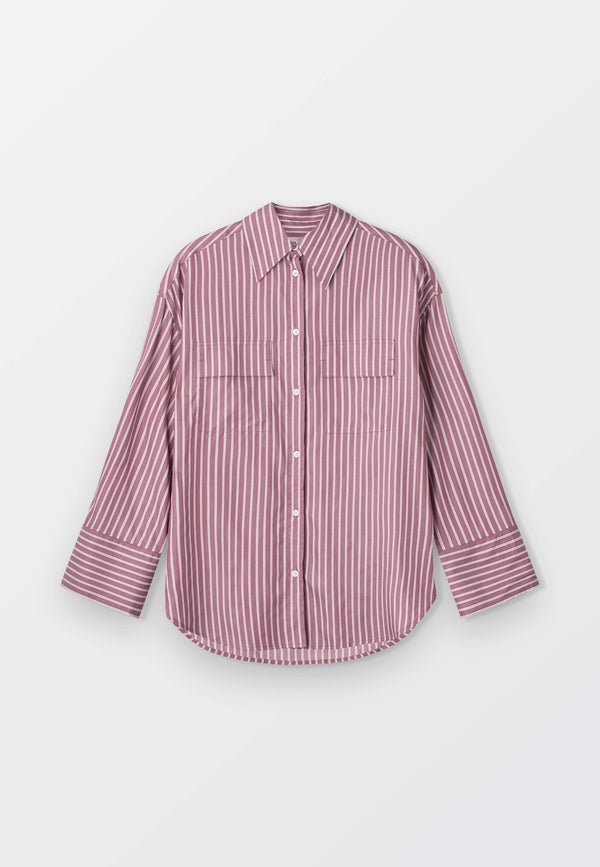 Oversized Women’s Shirt in 100% lyocell  – Purple Stripe