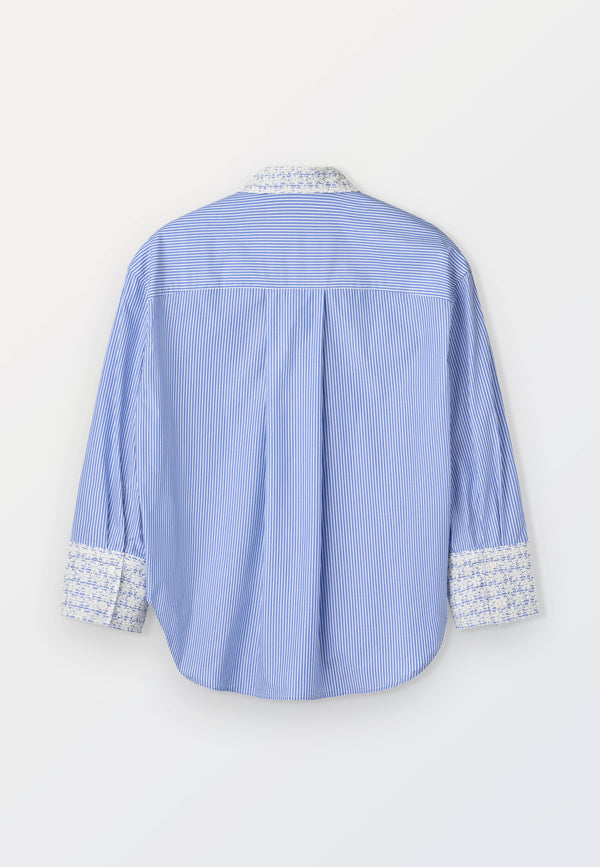 Oversized Women’s Shirt in 70_1 Cotton Poplin – Blue Stripe