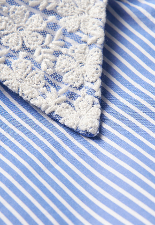 Oversized Women’s Shirt in 70_1 Cotton Poplin – Blue Stripe