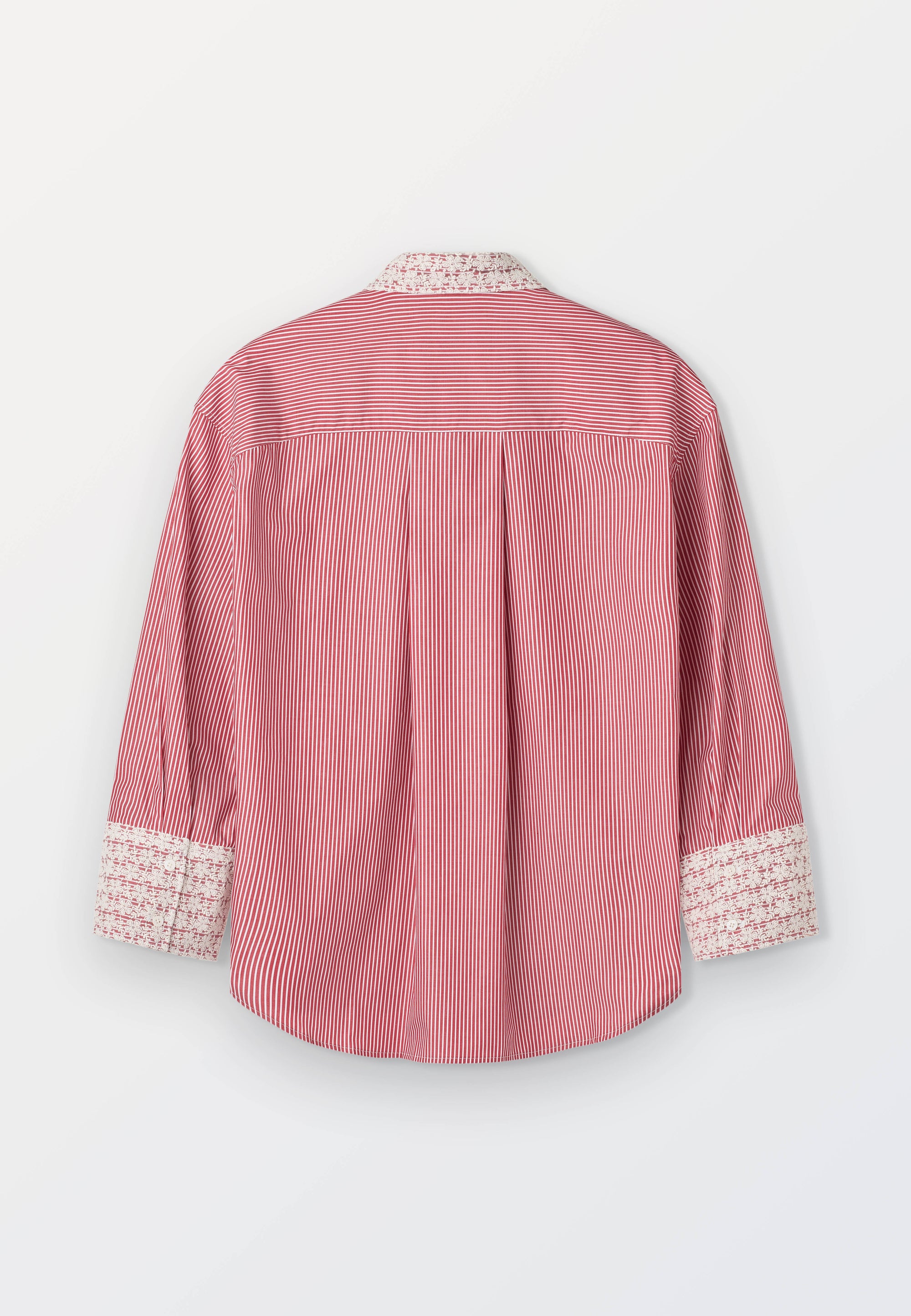 Oversized Women’s Shirt in 70_1 Cotton Poplin – Red Stripe