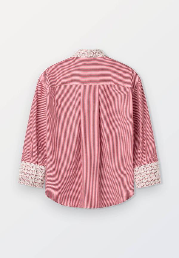 Oversized Women’s Shirt in 70_1 Cotton Poplin – Red Stripe