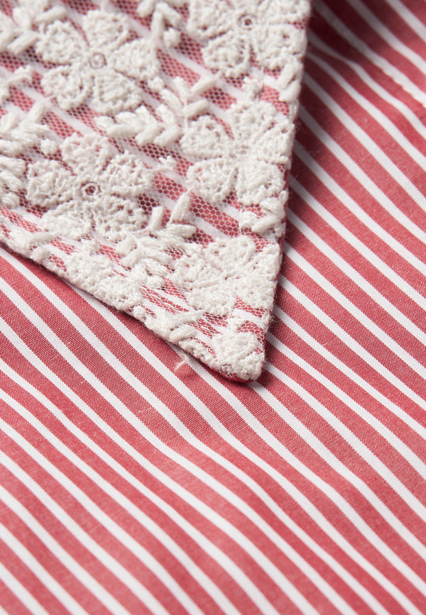 Oversized Women’s Shirt in 70_1 Cotton Poplin – Red Stripe