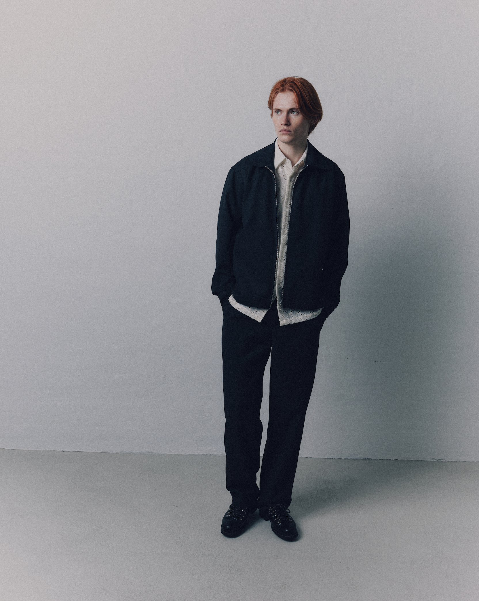 Men’s 2-Way Zipper Twill Jacket - Grey