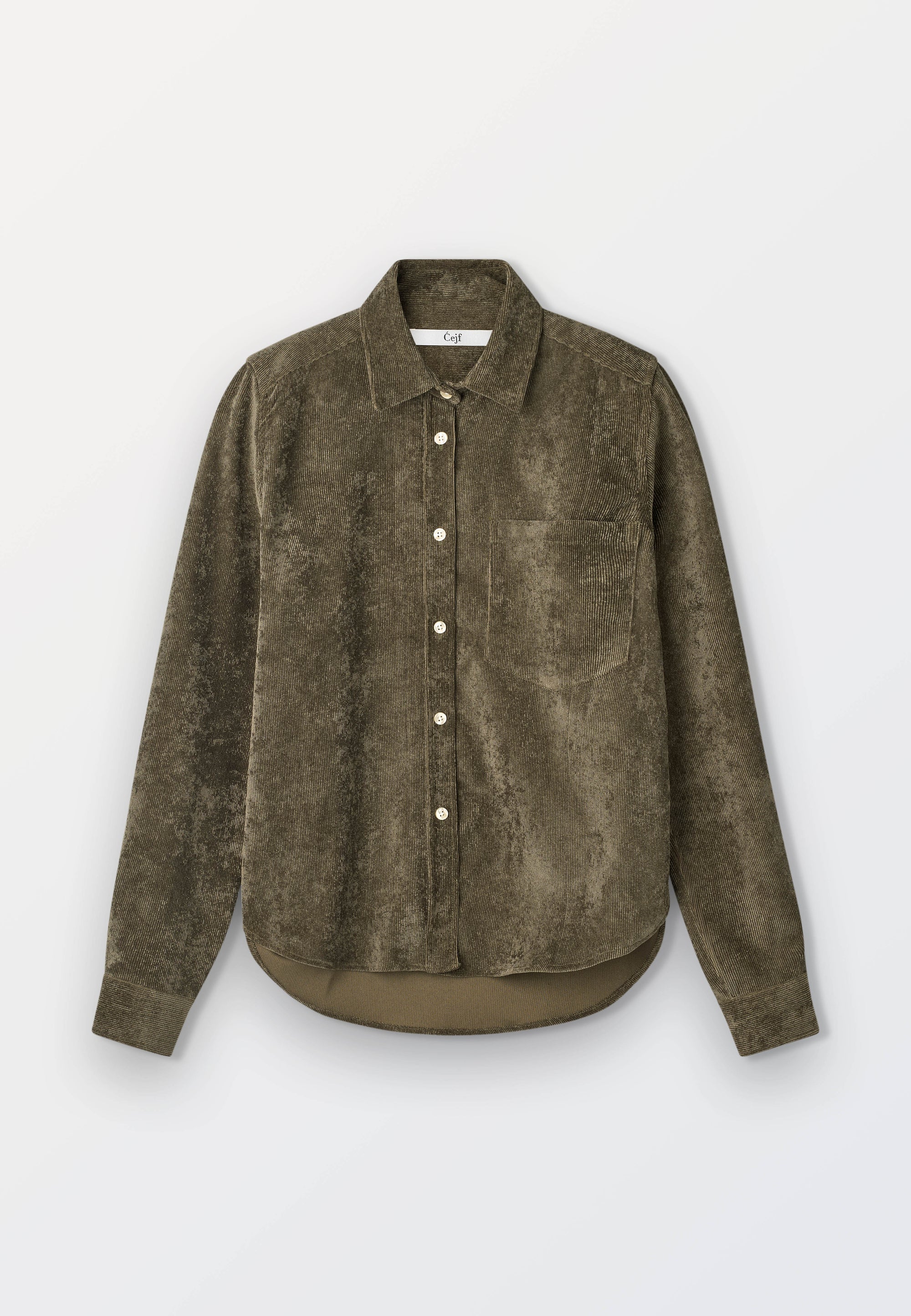 Velvet Cord Women Shirt - Green