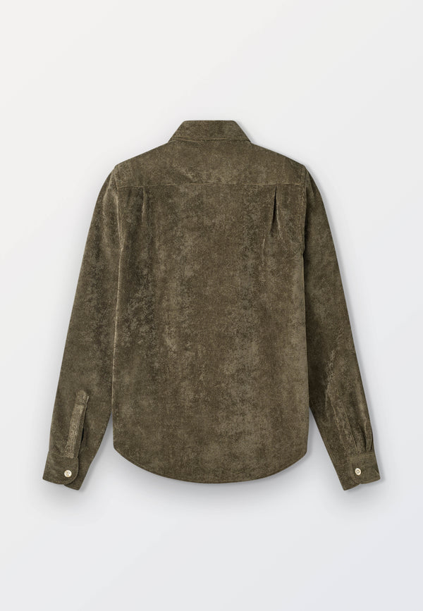 Velvet Cord Women Shirt - Green